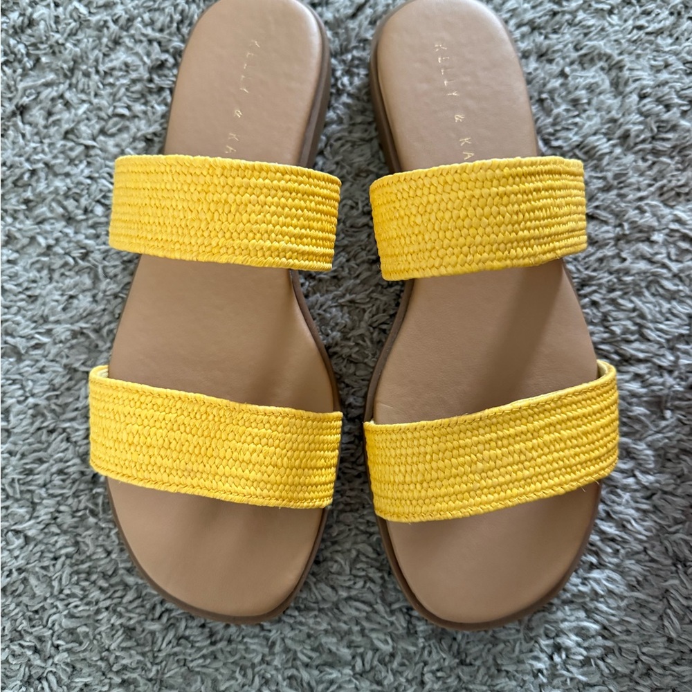 Kelly & Katie Yellow Double-Strap Slide Sandals